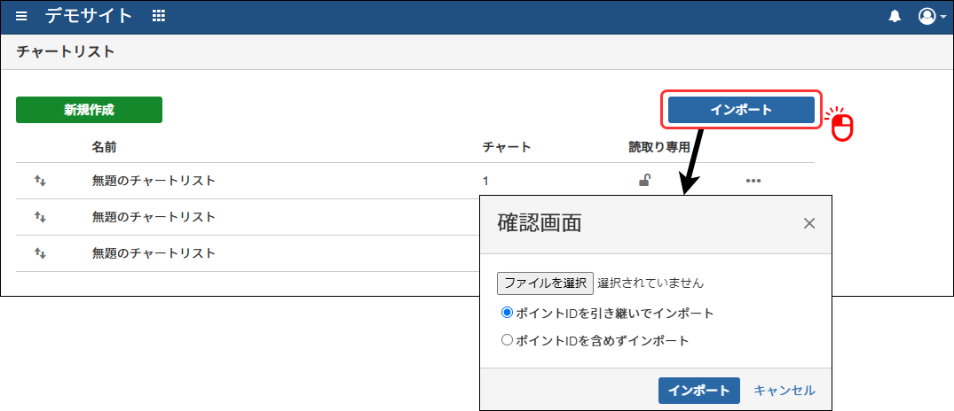 チャートリスト設定をインポートする