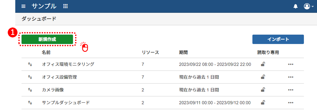 ダッシュボードを新規作成する