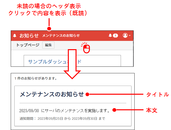 通知の表示サンプル