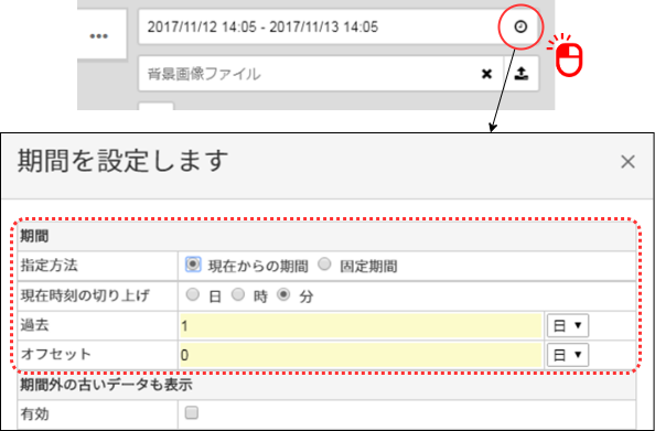期間編集フォームを開く