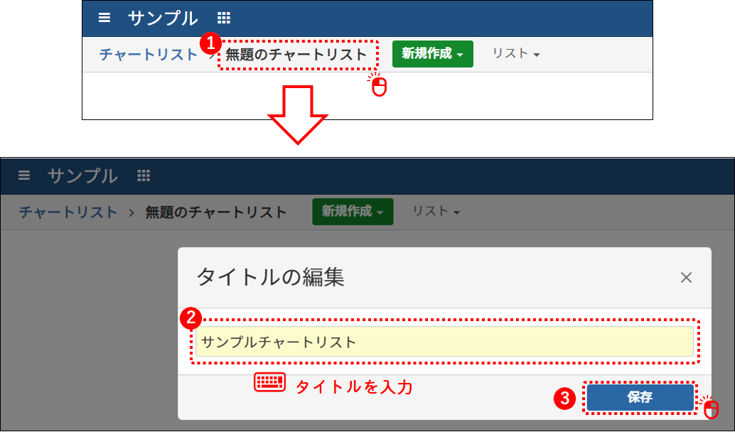 チャートリストの名前の変更